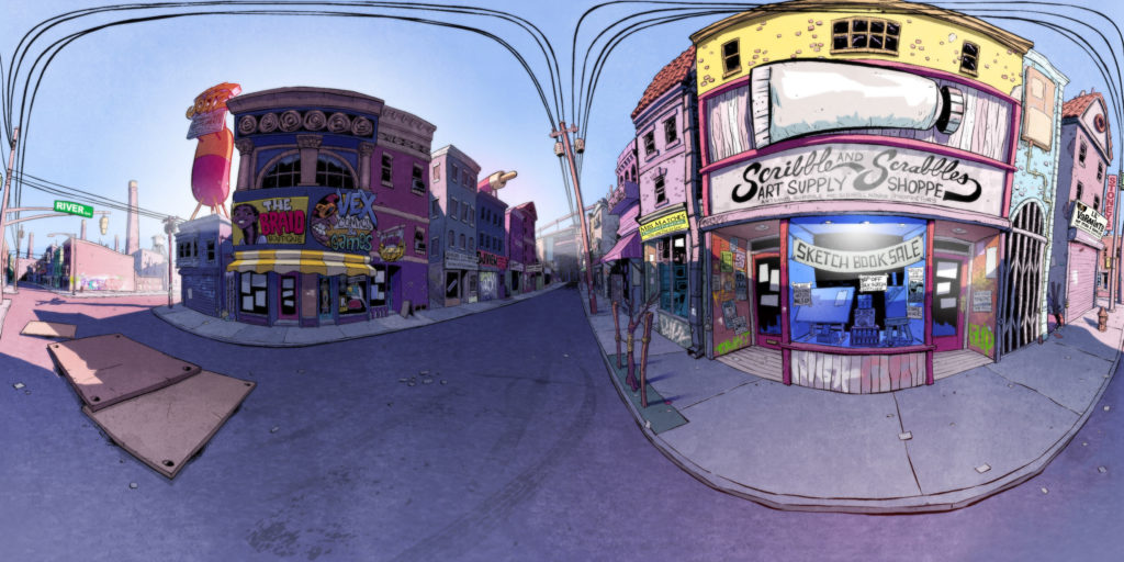 Scribble and Scrabble street view with color